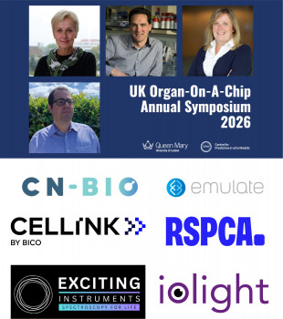 Image: UK OOAC Annual Symposium 2026 and sponsors (CNBio, Emulate Bio, RSPCA, Cellink, Exciting Instruments and iolight)